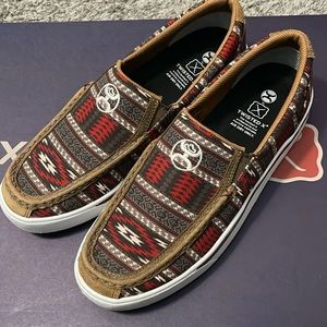 Hooey twisted X black and red Aztec shoes